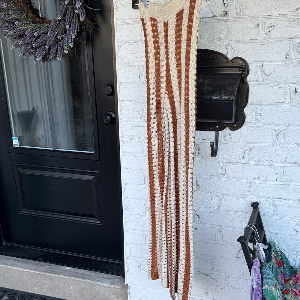 Solitaire Handmade Crochet pants  in Cream and Rust